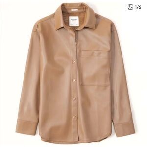 Abercrombie Women's Oversized Vegan
Leather Shirt Jacket